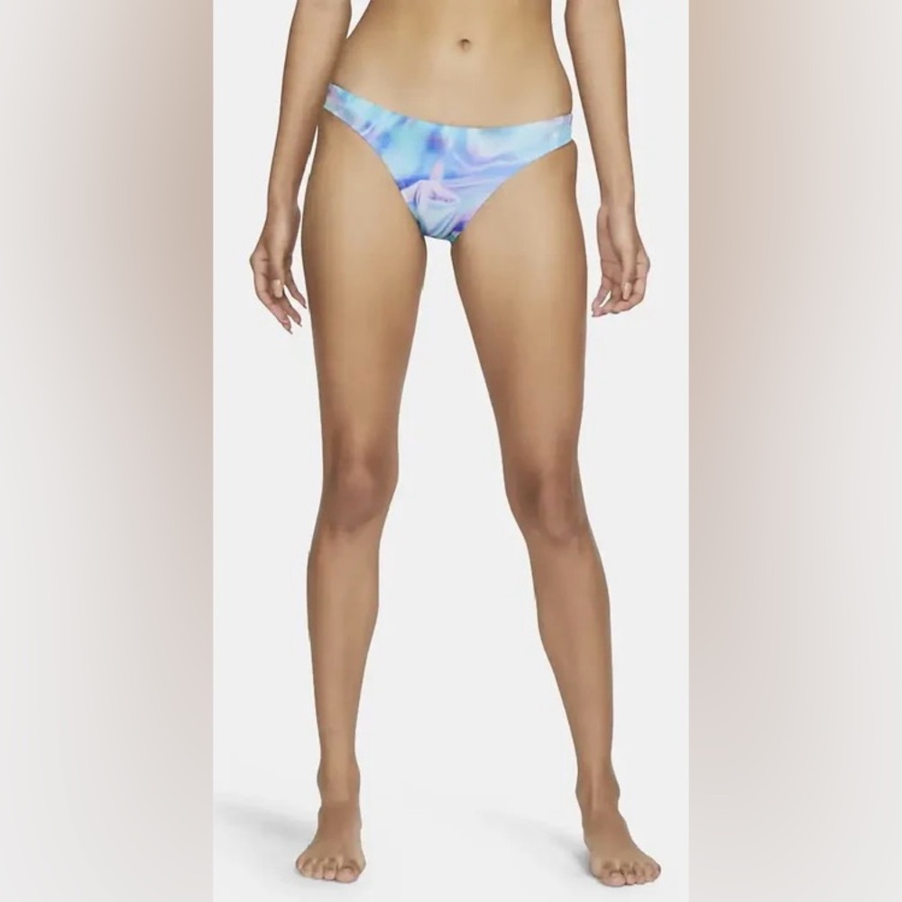 Nike Hydrastrong Bikini Swim Bottom Drawstring Blue Multicolor Print Small
